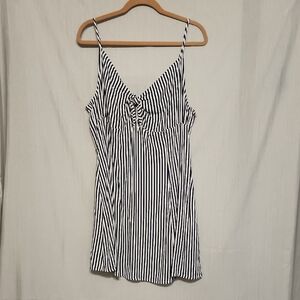 H&M Blue and White Tie Front Mini Dress